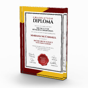 Red Gold School College University Diploma Photo Block