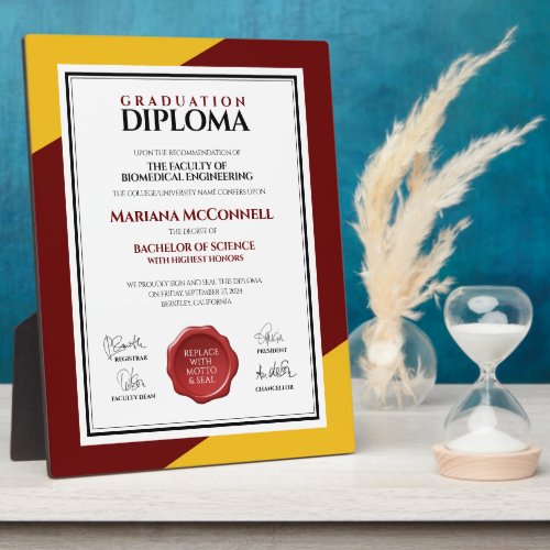 Red Gold School College University Diploma Plaque
