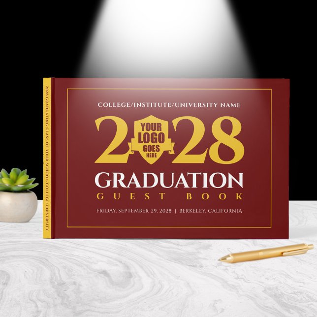 Red Gold School College University Graduation Guest Book (Red Gold School / College / University Graduation Guest Book Cover Photo (front))