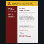 Red Gold School College University Letterhead<br><div class="desc">Colleges, universities, high schools, and institutes of higher learning can add sophistication to communications with this modern, contemporary letterhead, which features elegant lettering set on vermillion red, gold, and white backgrounds. Customize with student's given and family names, faculty name, name of school/college/university, mailing address, contact numbers, website/social media, signature/signatory, academic...</div>