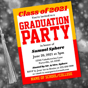 Red Gold School Colors Graduation Invitation
