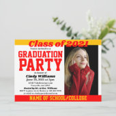 Red Gold School Colors Photo Graduation Invitation (Standing Front)