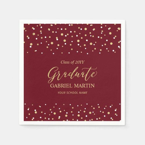 Red  Gold School Graduation Ceremony Party  Napkins