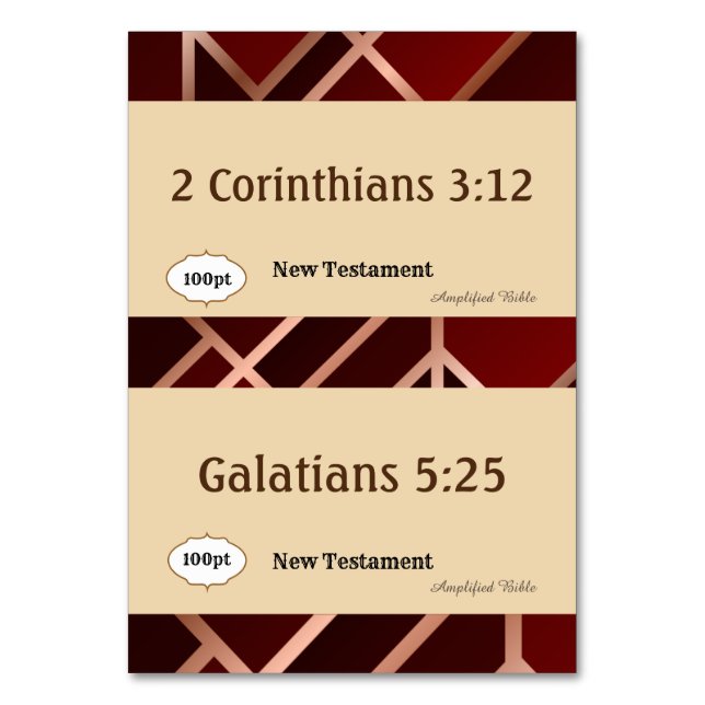 Red Gold Scripture Reference Card for Game (Back)