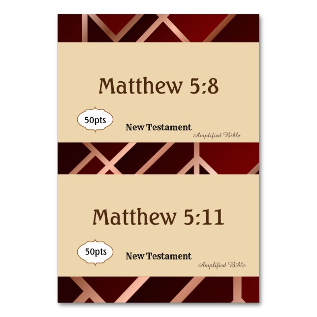Red Gold Scripture Reference Cards for Game (Back)
