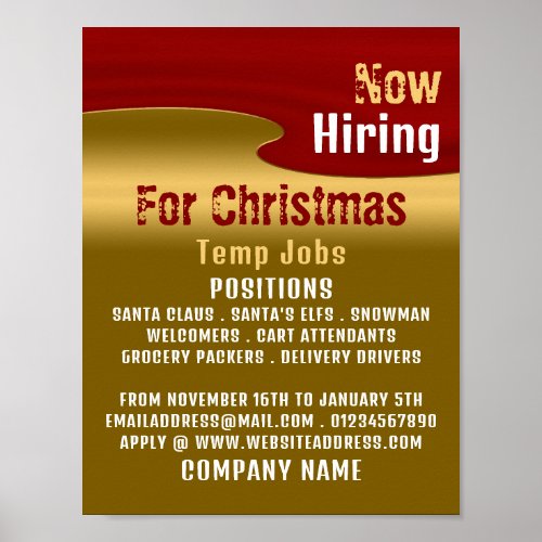 Red  Gold Seasonal Recruitment Advertising Poster