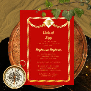 Red   Gold Serpentine Graduation Party Invitation