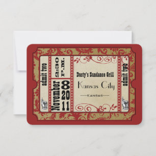 Red & Gold Showbill Wedding Response Cards