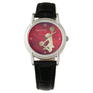 Red Gold Silhouette Cheerleader Watch