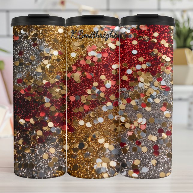 Red Gold Silver Glitter Confetti Thermal Tumbler (Creator Uploaded)