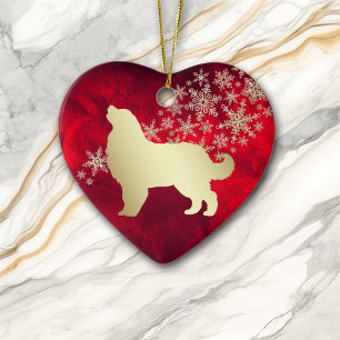 Red Gold Snowflake Bernese Mountain Dog Ceramic Ornament