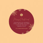 Red Gold Snowflake Custom Company Logo Christmas Classic Round Sticker<br><div class="desc">These elegant stickers would be great for your business/promotional needs. Easily add your own logo and custom text by clicking on the "personalize" option.</div>