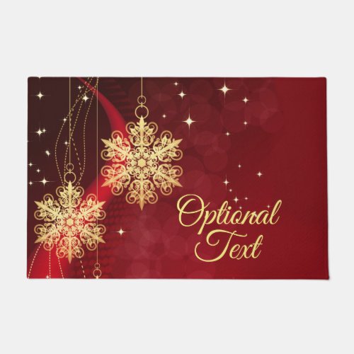 Red  Gold Snowflake Filigree Custom Christmas Doormat