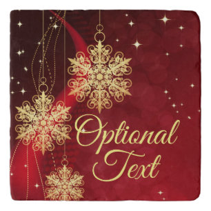Red & Gold Snowflake Filigree Custom Christmas Trivet