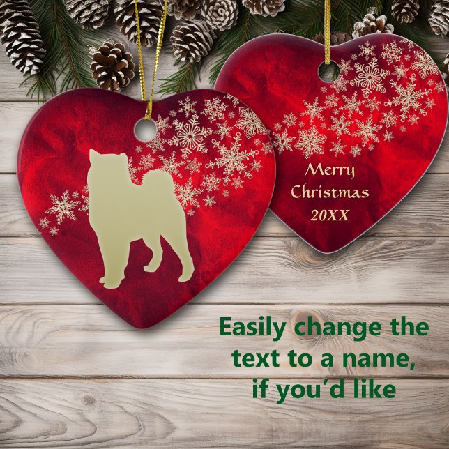 Red Gold Snowflake Malamute Ceramic Ornament (Creator Uploaded)