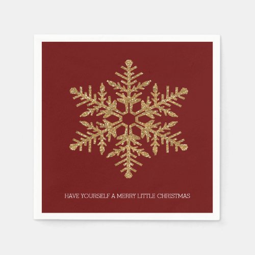 Red Gold Snowflake Paper Napkins