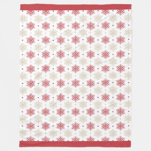 Red Gold Snowflake Pattern Fleece Blanket