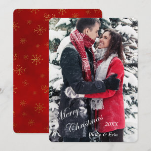 Red Gold Snowflake Photo Template Christmas