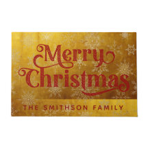 Red Gold Snowflake Print Vintage Elegant Christmas