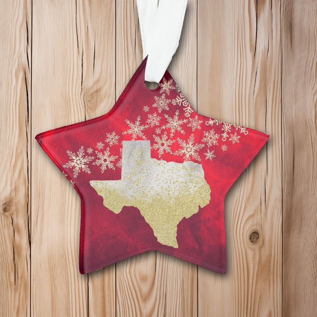 Red Gold Snowflake Texas Star Ornament (Creator Uploaded)