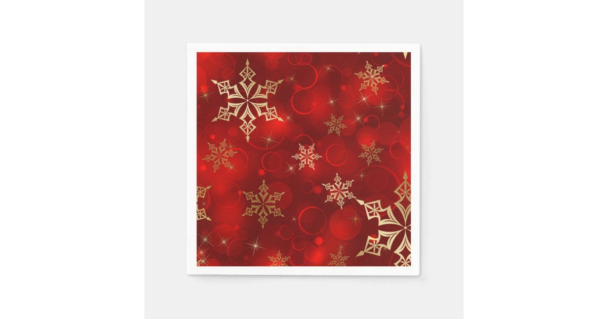 Red & Gold Snowflakes Christmas Holiday Napkins | Zazzle.com