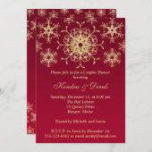 Red, Gold Snowflakes Couples Shower Invite (Front/Back)