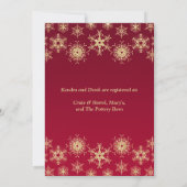 Red, Gold Snowflakes Couples Shower Invite (Back)
