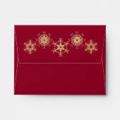 Red, Gold Snowflakes Envelope for RSVP Card (Back (Top Flap))