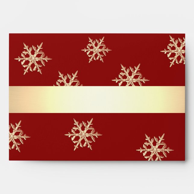 Red gold snowflakes Holiday Envelope (Front)