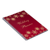 Red, Gold Snowflakes Wedding Planner Notebook (Right Side)