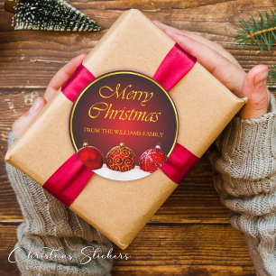 Red Gold Snowy Christmas Balls Sticker