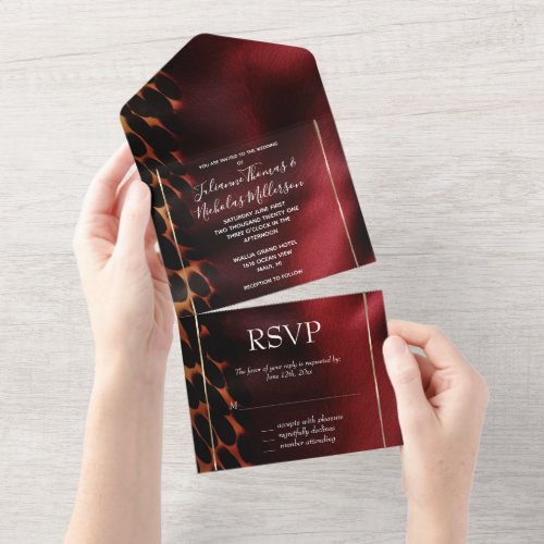 Red Gold Southwest Cowhide All In One Invitation