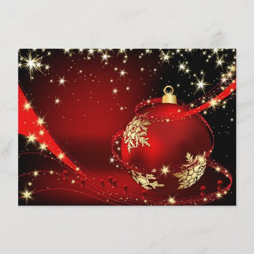 Red Gold Sparkle Christmas Ball Corporate Greeting Holiday Card