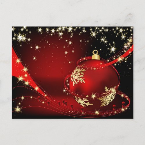 Red Gold Sparkle Christmas Ball Corporate Greeting Postcard