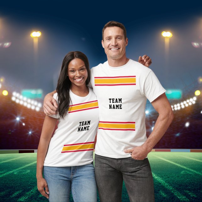 Red & Gold Sports Jersey Team Name White Unisex T-Shirt (Red & Gold Sports Jersey Team Name White Unisex T-Shirt)