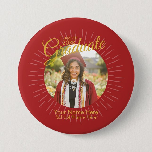 Red & Gold Star Graduate Button (Front)