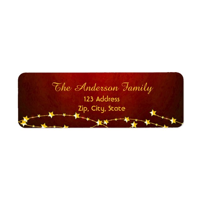 Red gold stars address return label (Front)