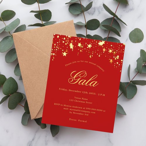 Red gold stars annual company gala invitation