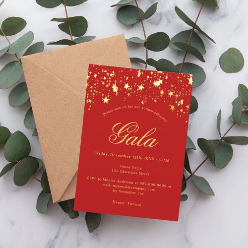 Red gold stars annual company gala invitation