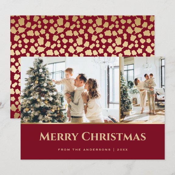 Red Gold Stars Photo Christmas Card