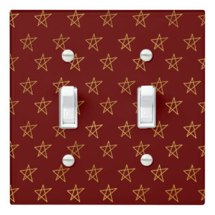 Red Gold Stars Shine Bright Light Switch Cover