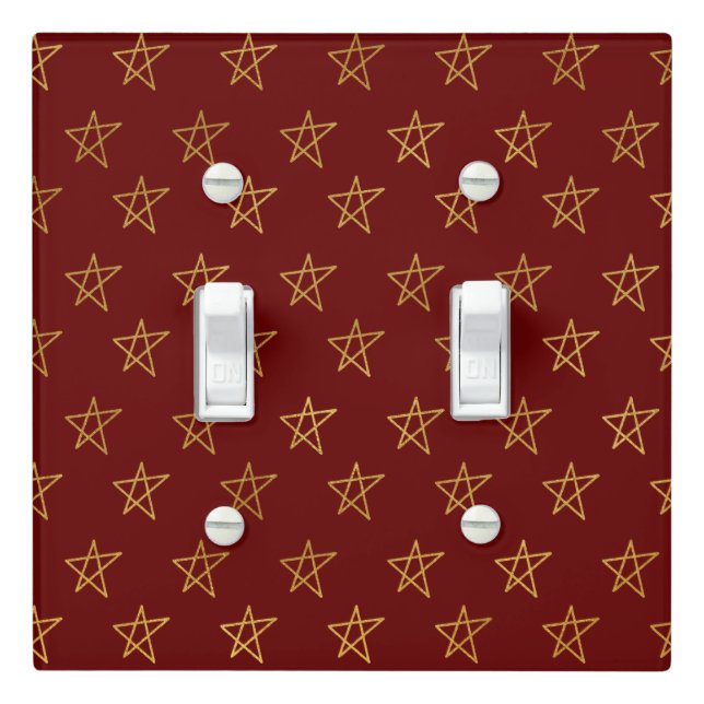 Red Gold Stars Shine Bright Light Switch Cover (In Situ)