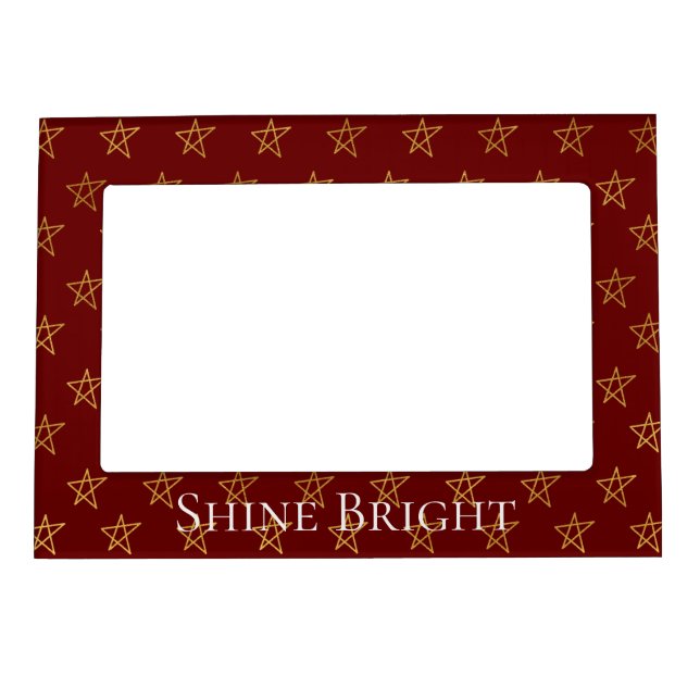 Red Gold Stars Shine Bright Magnetic Frame (Front)