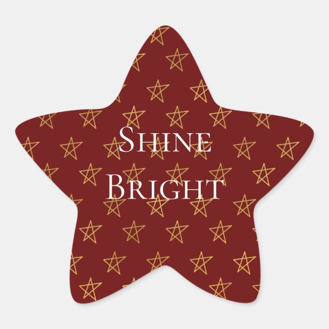 Red Gold Stars Shine Bright  Star Sticker (Front)