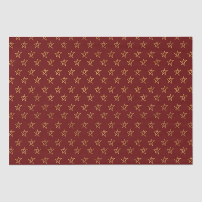 Red Gold Stars Shine Bright Tissue Paper (Front)