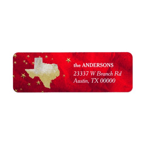 Red Gold Stars Texas Return Address Label