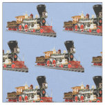 Red Gold Stream Engine  on blue Fabric