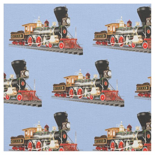 Red Gold Stream Engine  on blue Fabric