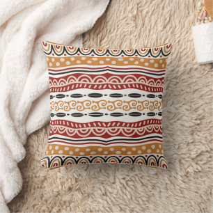 Red Gold Stripe Pattern African Vision Throw Pillow