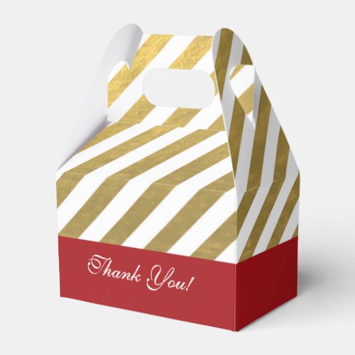 Red  Gold Striped Christmas Party Favor Boxes